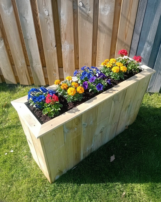 Handgemaakte geïmpregneerde grenen plantenbak 100×30×60 cm – inclusief worteldoek – Houttan