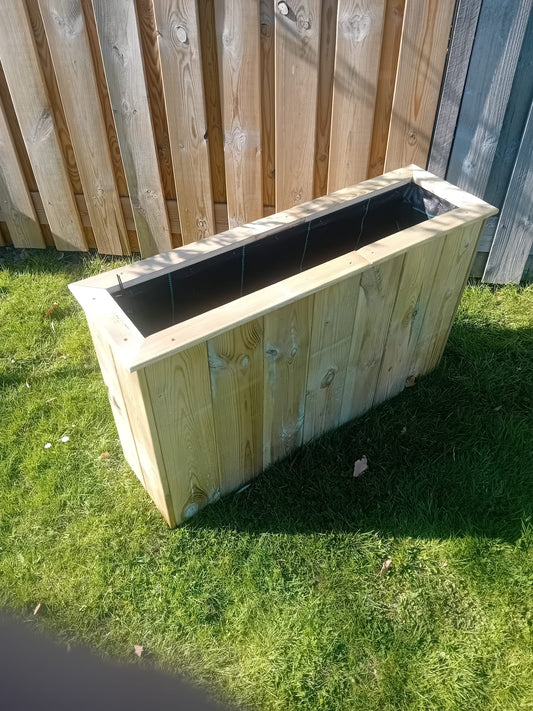 Handgemaakte geïmpregneerde grenen plantenbak 100×30×60 cm – inclusief worteldoek – Houttan